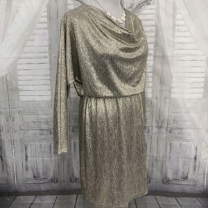 Jessica Howard Metallic Silver and Cream Dress Size 18 W